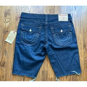NWT True Religion Ricky Jean Shorts Men's Size 38 Blue Denim USA Flap Pocket
